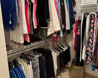 Nice selection of ladies clothing, most are Size S/M, Chico’s Size 0/2