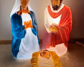 28” tall Joseph, Mary & baby Jesus blow mold Nativity set 
