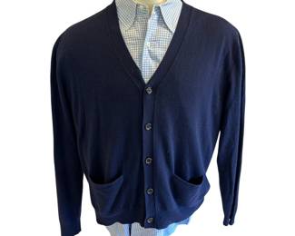 XL Ralph Lauren Polo Blue White Checkered Plaid Shirt & Navy Cardigan