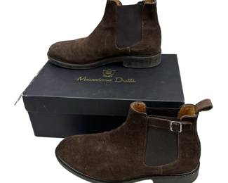 11 Massimo Dutti Italy Suede Leather Chelsea Boot Botin Elastic Chocolate