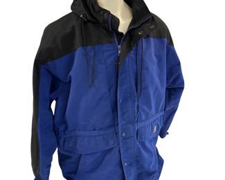 XL Mens Carhartt Blue Black Synthetic Duck Windbreaker Rain Coat jacket See Measurements