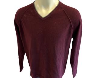 L Forte Cashmere Long Sleeve Burgundy V-Neck Sweater