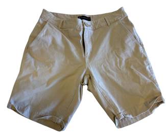 32W Tailored Athlete Flat Front Chino Shorts Tan