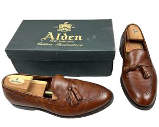 10.5D Alden Brown Leather Loafers Tassel Moccasin