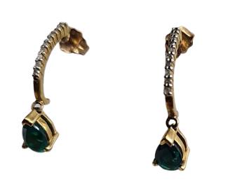 Fine Jewelry 10KT Gold Marked RJW Richline with Emerald or Green Stones .8 Gram Total Weight