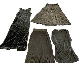 Medium Womens Mirasol Goth Black Velvet Glitter BoHo + Velvet Dress & Chiffon Skirt