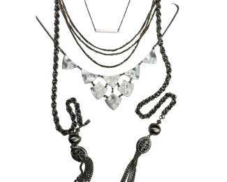 Costume Jewelry Necklace Lot Silver Lariat by Taylor LTD Chains Princess Liz Claiborne