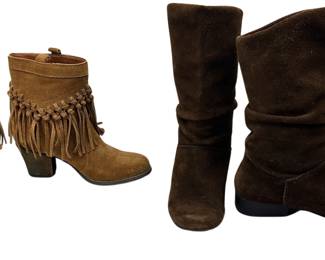 8 Womens Shoes Real Suede Leather Western Boots Brown Sbicca Tan Fringe