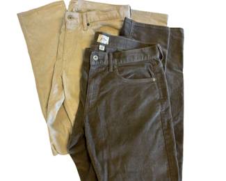 32/32 J. Crew Corduroy Jeans Pants 484 Slims 2 Pairs Gray/Brown Tan/Bone