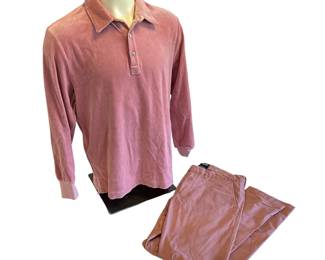 32/32 Todd Snyder Flat Front Slacks & Velour Pink Long Sleeve 3 Button Collared Shirt