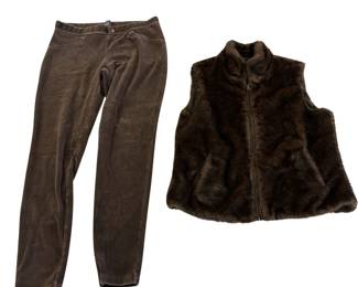 Medium Incognito Faux Fur Reverisble Vest Brown + Stretch Corduroy Pants