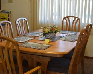 Wood Dining Table with 8 Chairs and 2 leaves 2 Chairs Not Pictured