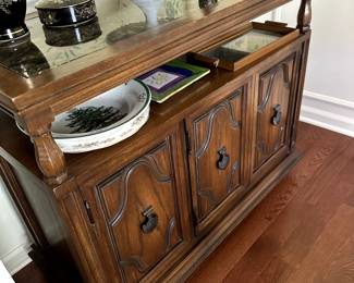 Buffett / bar cart with marble insert top. Mid century modern. $  199