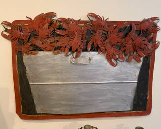 Folk art crab boil metal art piece