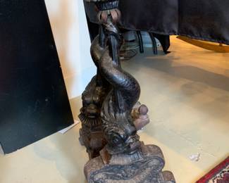 Cast metal andiron set