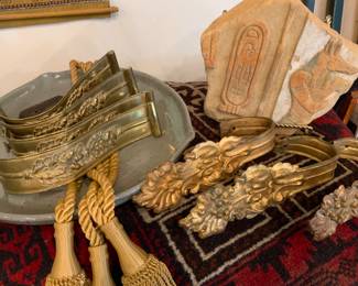 Drape tie backs, curtain rods, step stool