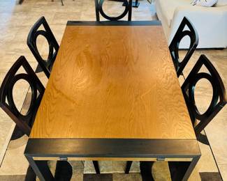 Modern Dining Table with self stored leaves & 6 chairs