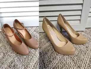 Two pair beige pumps one for performance one for fun