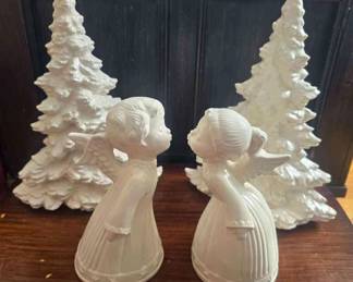 White Porcelain Christmas Angels Trees