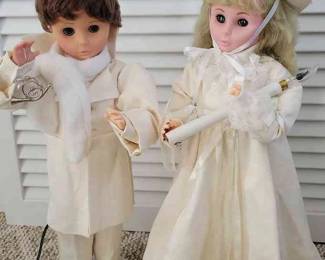 Holiday Boy Girl Figurines in White