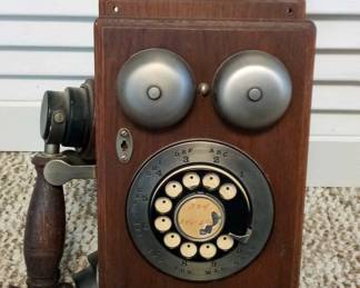 Western Electric Wood Rotary Phone antique repro c 1980s