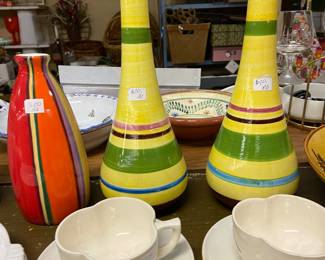 Colorful pottery vases
