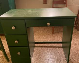 Wood desk , painted green