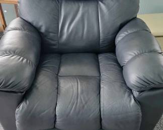 Leather blue recliner 