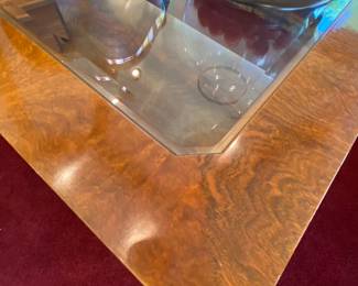 Details of wood top of Henredon coffee table