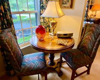 Centurian lamp table with two Ethan Allen side chairs