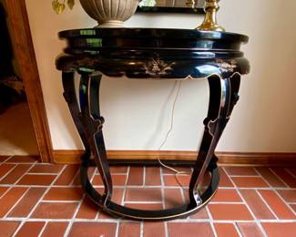 Black lacquer demi lune table