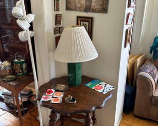 Antique table and lamp