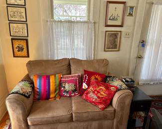 Loveseat and throw pillows 