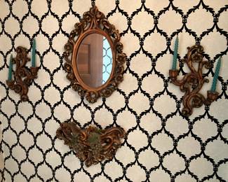 Vintage 1960's mirror and candlesticks