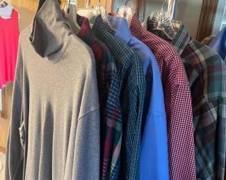 LL Bean and Eddie Bauer and more mens long sleeve button ups and a turtle neck XL