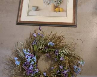 Framed wall decor 19x22 and a pastel wreath