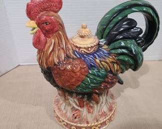 Ceramic rooster pitcher 10 inches tall.
