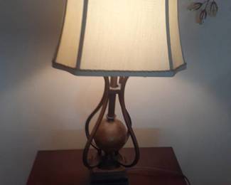 Table lamp. 35 inches tall. Matches lot 1111. Located in basement