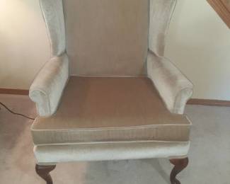 Broyhill wheat colored high back chair. Located in basement