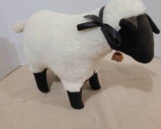 Stuffed sheep with bell 12 inches tall.