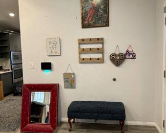 Mirror and Bench and Needlepoint 