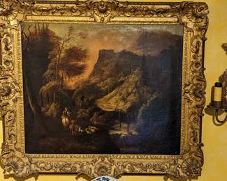 Close-up of the antique, beautifully framed original oil on canvas.