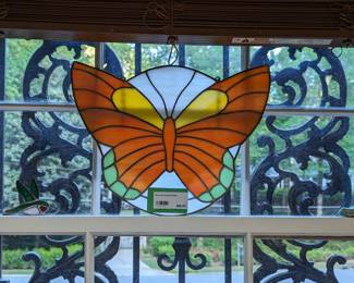 Sweet stained glass butterfly panel.