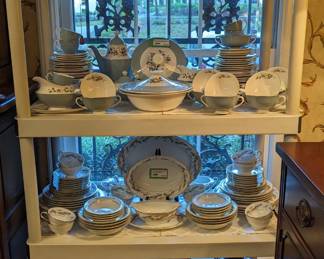 Four sets of china, including 80-piece set of Royal Doulton "Rose Elegans" (1961-1981), 48-piece set of AL-KA Kunst cobalt/sterling overlay Bavarian china, 60-piece set of vintage Noritake "Esteem" china, Japan,  (1953-1960), 48-piece set of "English Renaissance", by Royal Doulton.