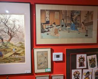 Collection of Asian themed artwork.