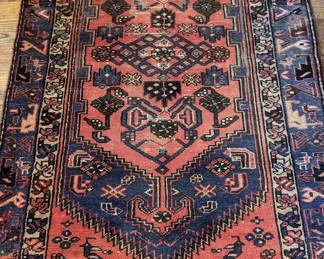 Vintage Kurdish Bijar rug, hand-woven, 100% wool face, measures 3'4" x 6'10".