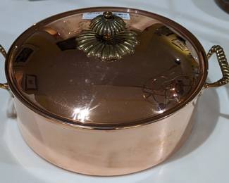Detail of the Italian copper cookware.