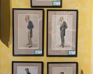 Set/5 framed/matted 1880 "Spy" lithographs, from Vanity Fair magazine. 