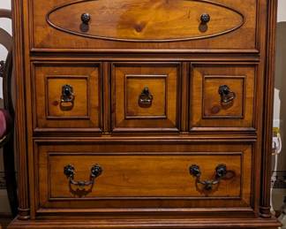 Close up of the yew wood bachelor chest, love this pair!