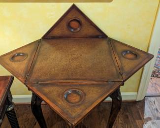Italian handkerchief games table, opened.